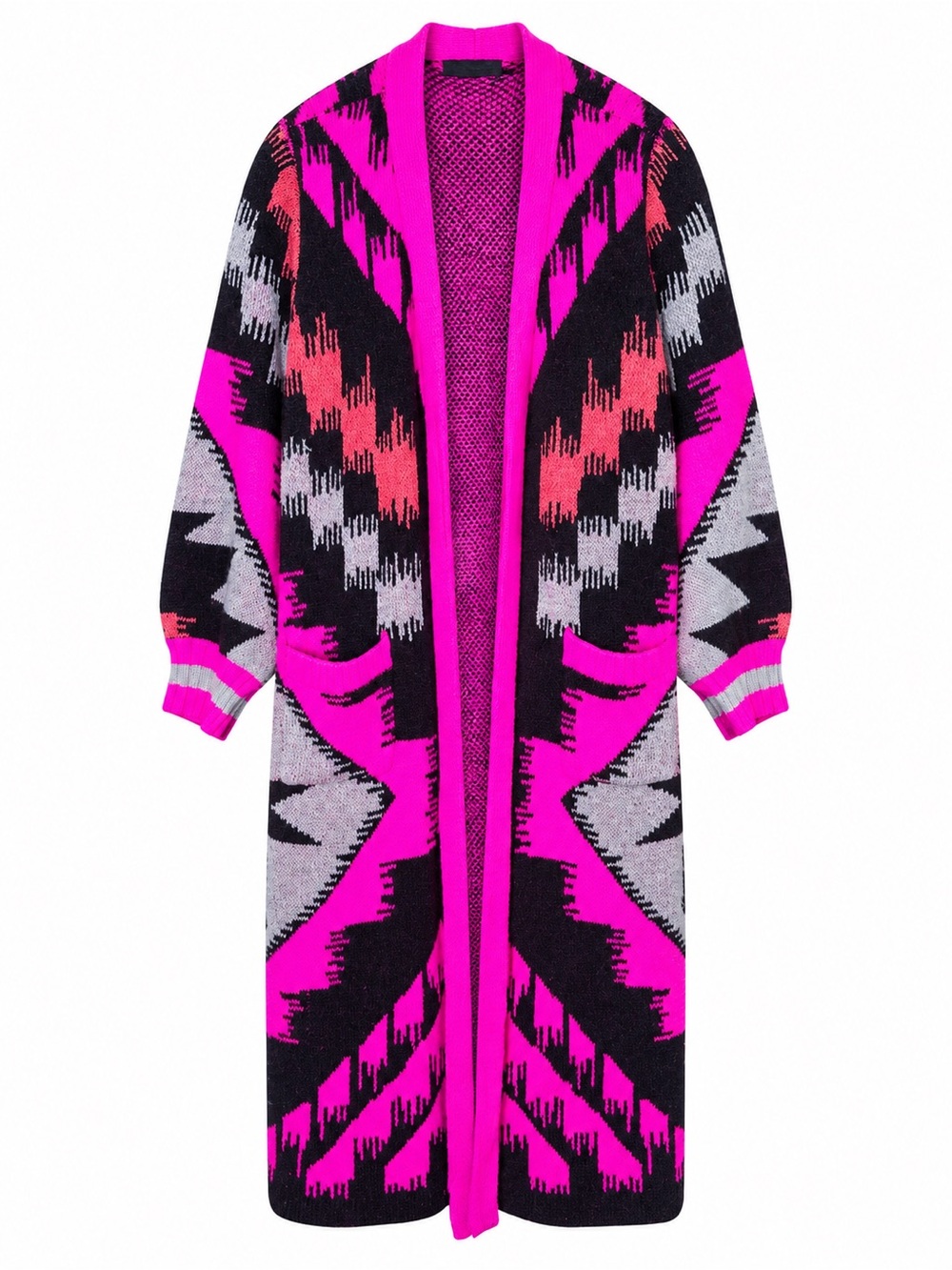 Torrid- hot pink western print sweater duster